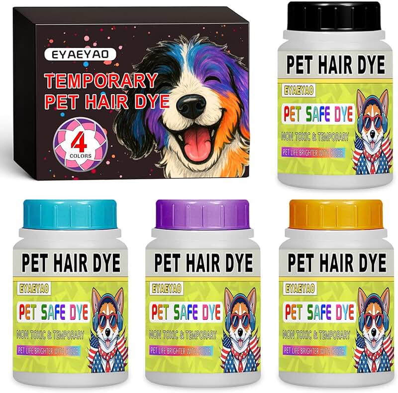 Vibrant Pet Hair Dye in 4 Colors, 4oz
