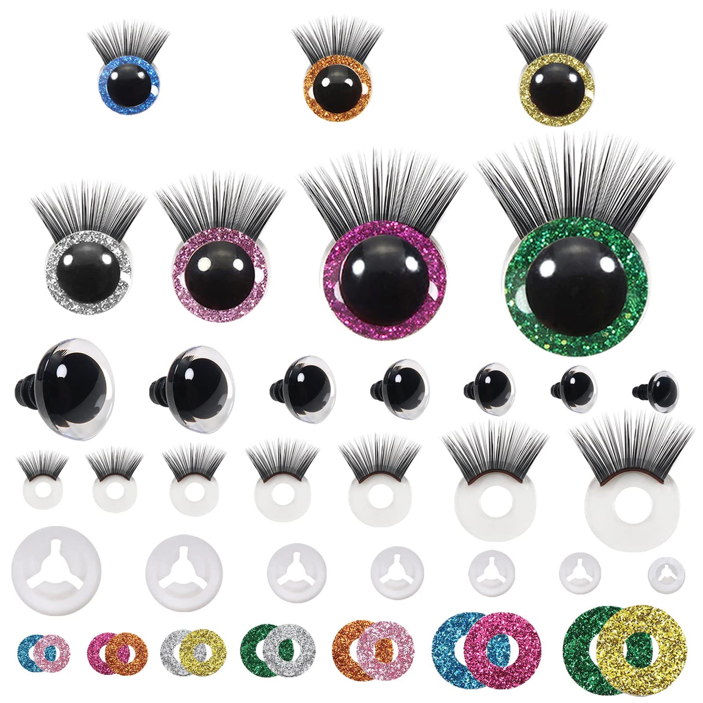 28pcs Washable Black Safety Eyes for Amigurumis and Dolls