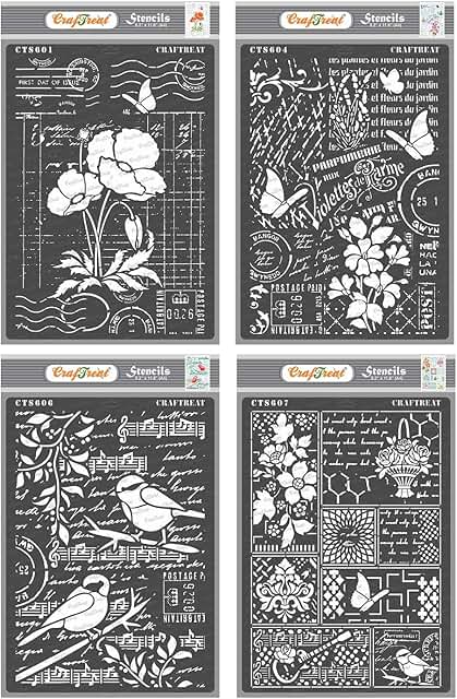 Reusable art stencils for wood, canvas, and fabric