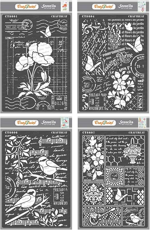 Reusable art stencils for wood, canvas, and fabric