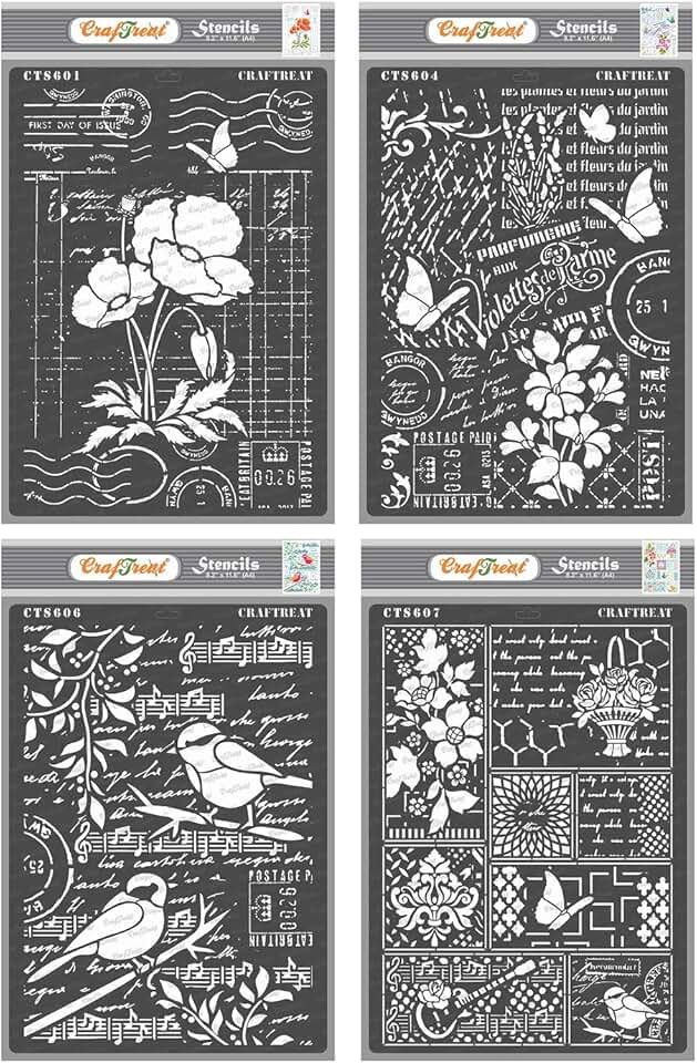 Reusable art stencils for wood, canvas, and fabric