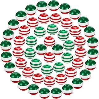 900 Pieces Assorted Red and Green Stripe Beads for Jewelry Making