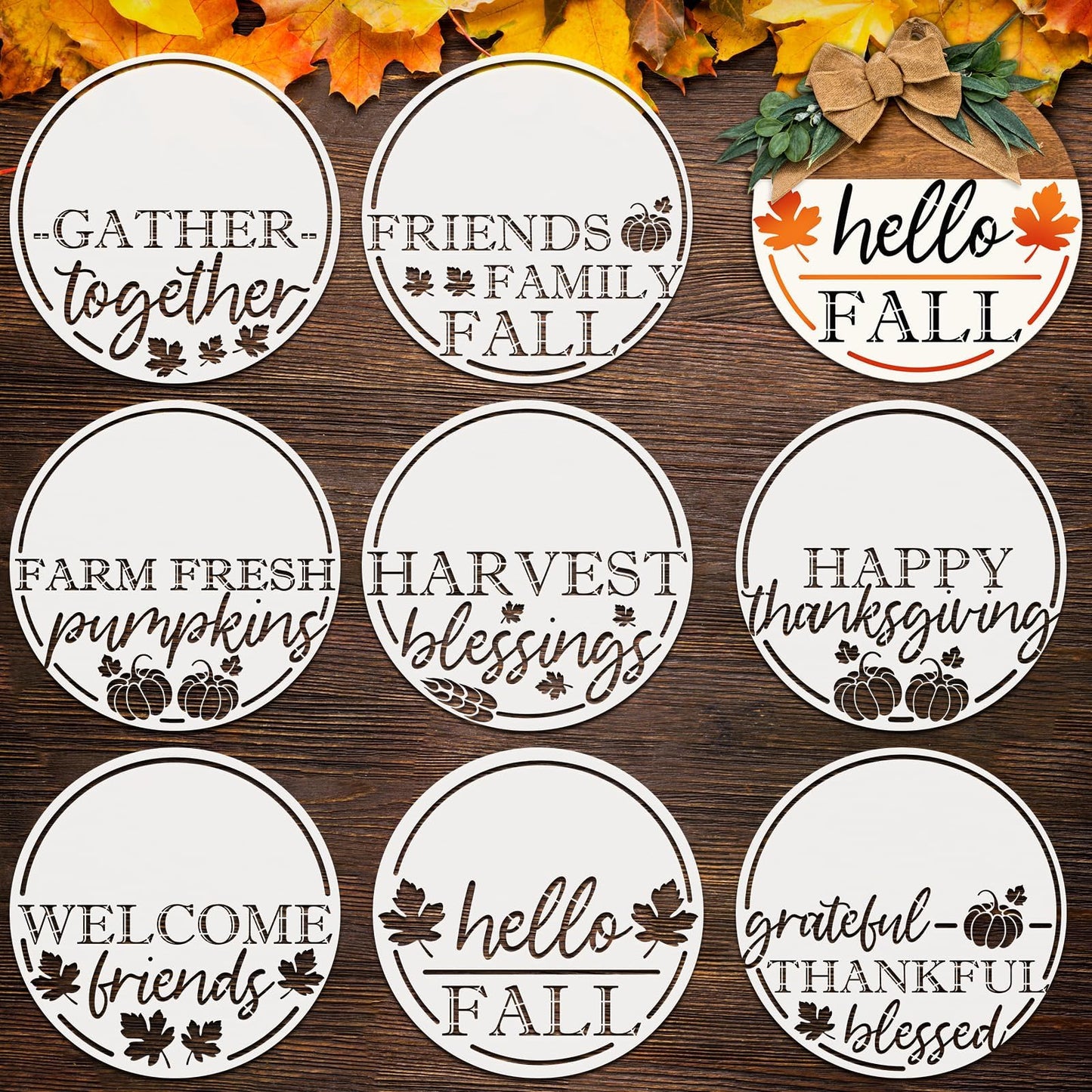 8 Pieces 12" Fall Home Stencils for Wood Painting