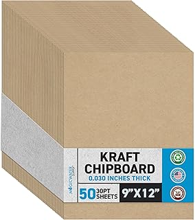 9x12 Inch Heavy Duty Kraft Chipboard Sheets, 50 Pack