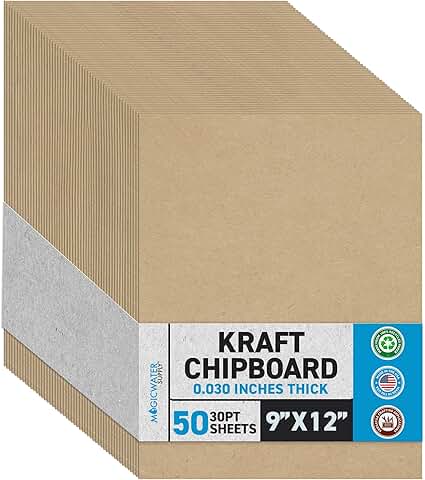 9x12 Inch Heavy Duty Kraft Chipboard Sheets, 50 Pack