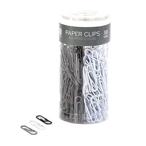 Medium black, white, and gray paper clips, 300 count
