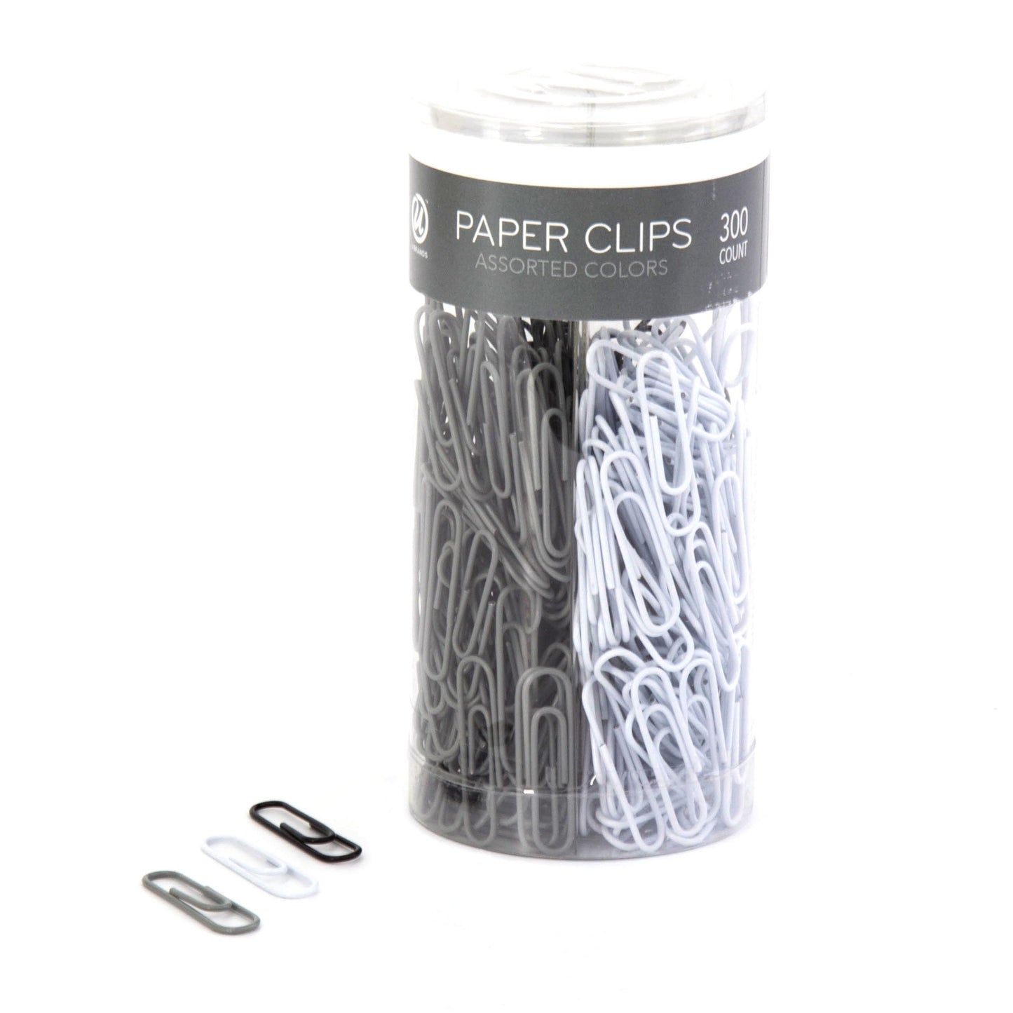 Medium black, white, and gray paper clips, 300 count