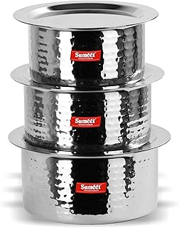 Hammered Stainless Steel Cookware Set with Lids