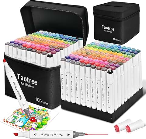 100 Color Alcohol Markers with Case and Holders