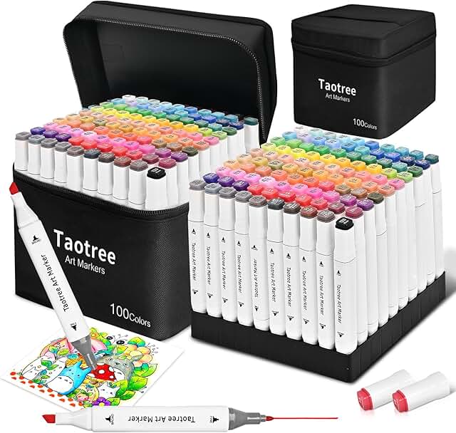 100 Color Alcohol Markers with Case and Holders