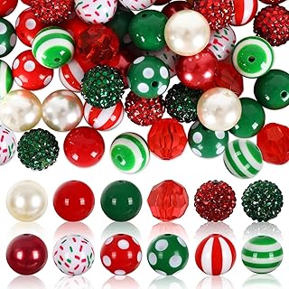 Christmas Bubblegum Beads Kit, 20mm, 60pcs