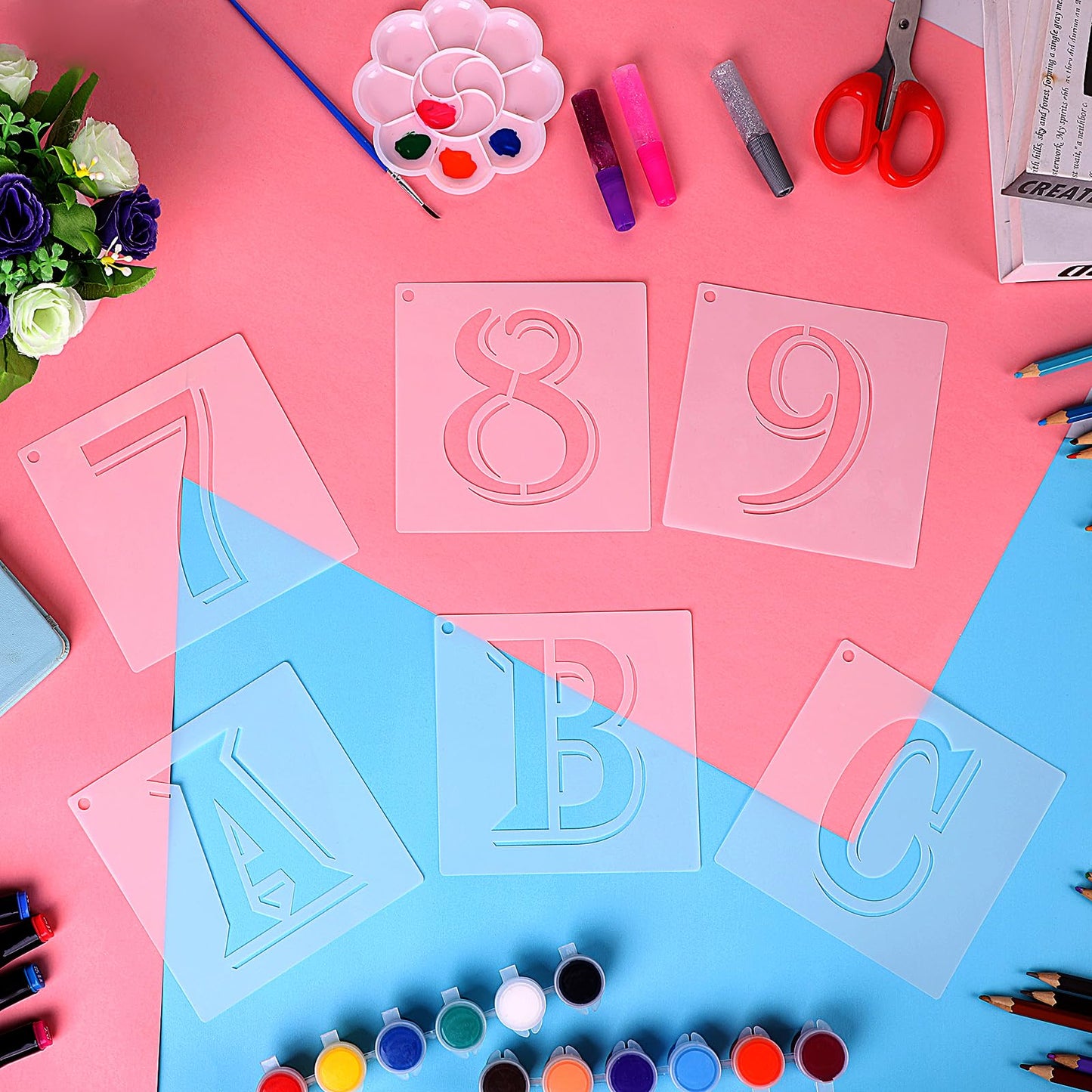 36Pcs Reusable Letter and Number Stencils for Painting