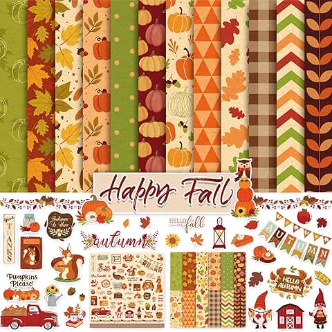 24 Fall Pattern Papers with Stickers for Crafts