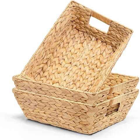 Set of 3 Wicker Snack Baskets with Handles