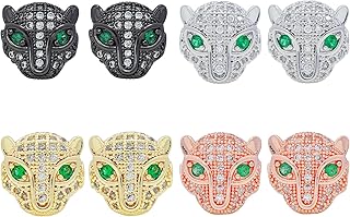 Green Leopard Head Beads, 8 pcs, for jewelry making