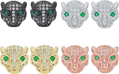 Green Leopard Head Beads, 8 pcs, for jewelry making