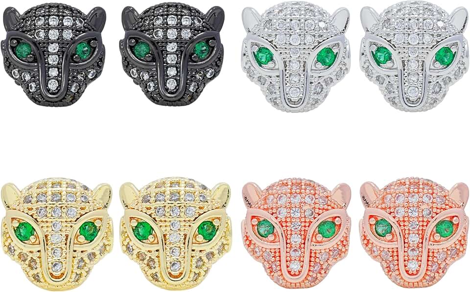 Green Leopard Head Beads, 8 pcs, for jewelry making