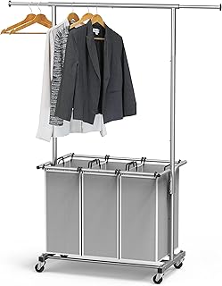 3-Bag Laundry Sorter with Hanging Rod