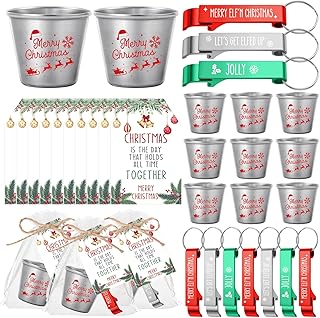 15 Christmas Shot Glasses with Keychains and Cards