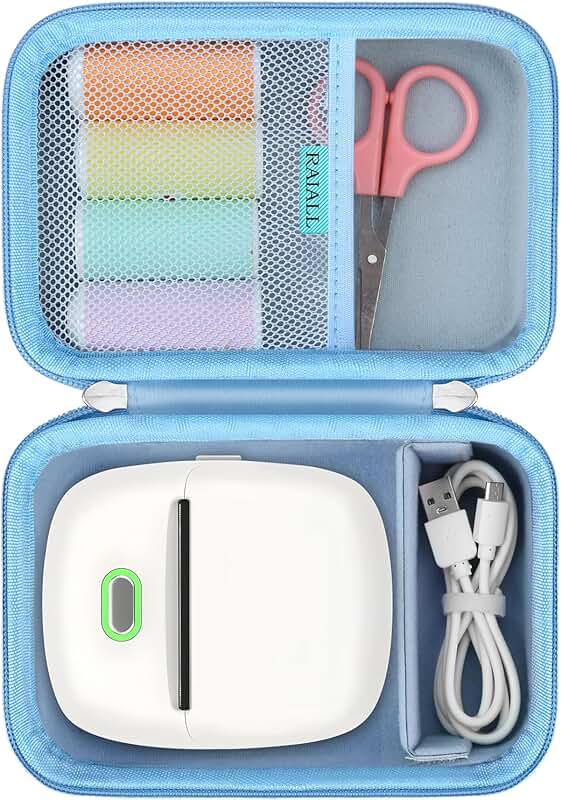 Blue travel case for mini thermal sticker printer