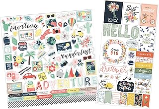 Travel Stickers with Flowers for Scrapbooking and Journals