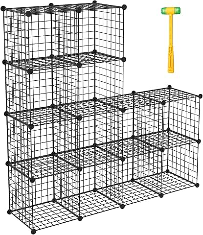 Stackable Metal Wire Storage Cubes for Bedroom and Office