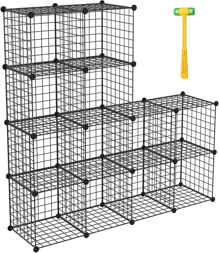 Stackable Metal Wire Storage Cubes for Bedroom and Office