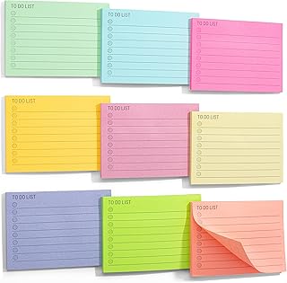 Assorted Color Lined Sticky Notes, 360 Sheets, 9 Pads