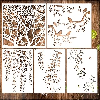Tree and bird branch stencil for painting and crafts