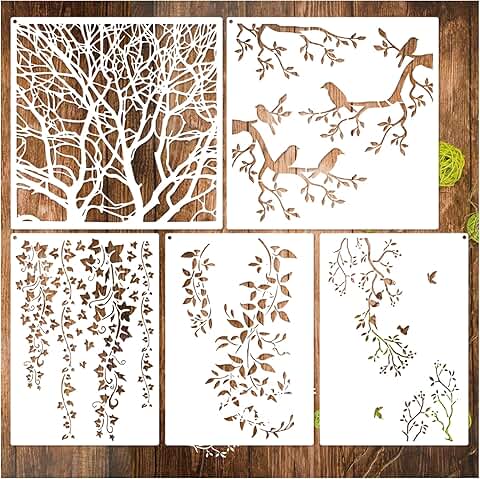 Tree and bird branch stencil for painting and crafts