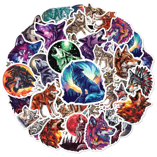 50 Waterproof Wolf Stickers for Water Bottles and More