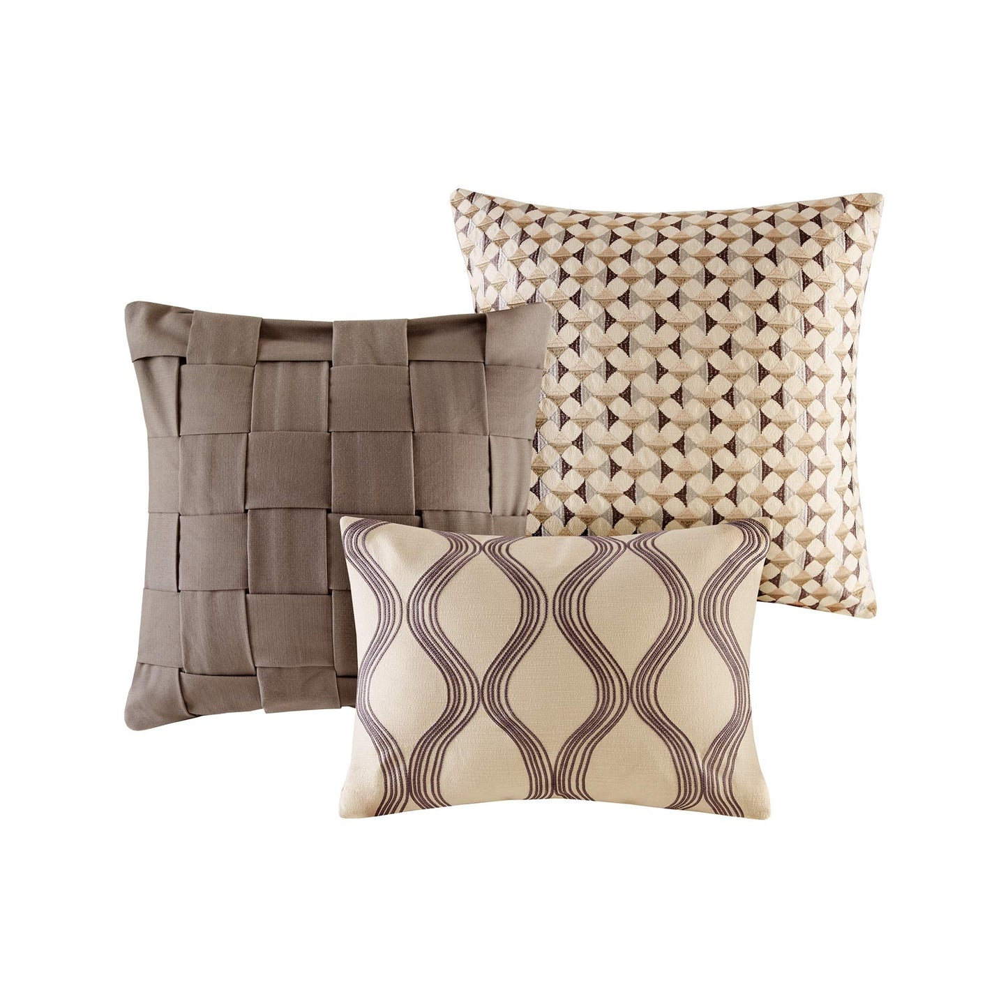 Signature Cozy Comforter Set  All Season Bedding Combo Filled Insert and Removable Duvet Cover, Shams, Decorative Pillows, King 110 in x 96 in), Geometric Grey 10 Piece