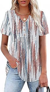 Short Sleeve Plus Size Pleated Loose Fit Blouse