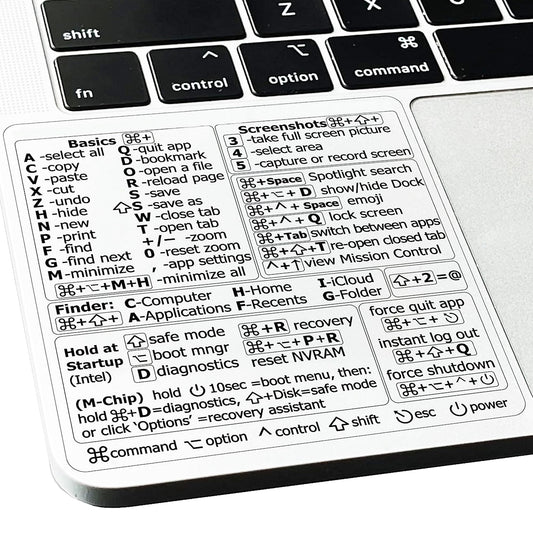 Mac Keyboard Shortcut Stickers for 13-16 Inch Laptops