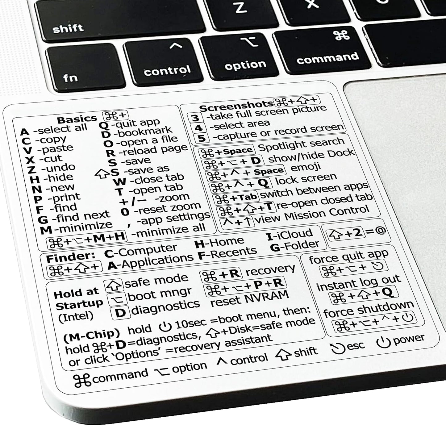Mac Keyboard Shortcut Stickers for 13-16 Inch Laptops