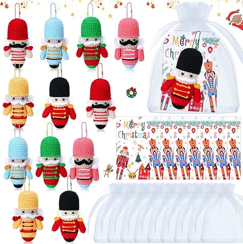 12 Handmade Crochet Christmas Ornaments with Gift Bag