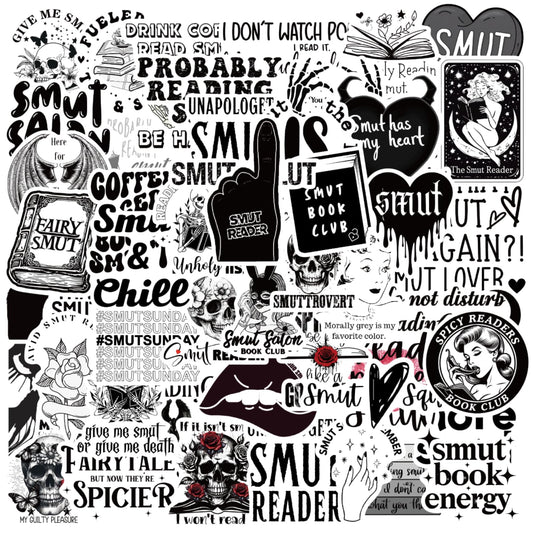50 Dark Skull Book Stickers for Adults