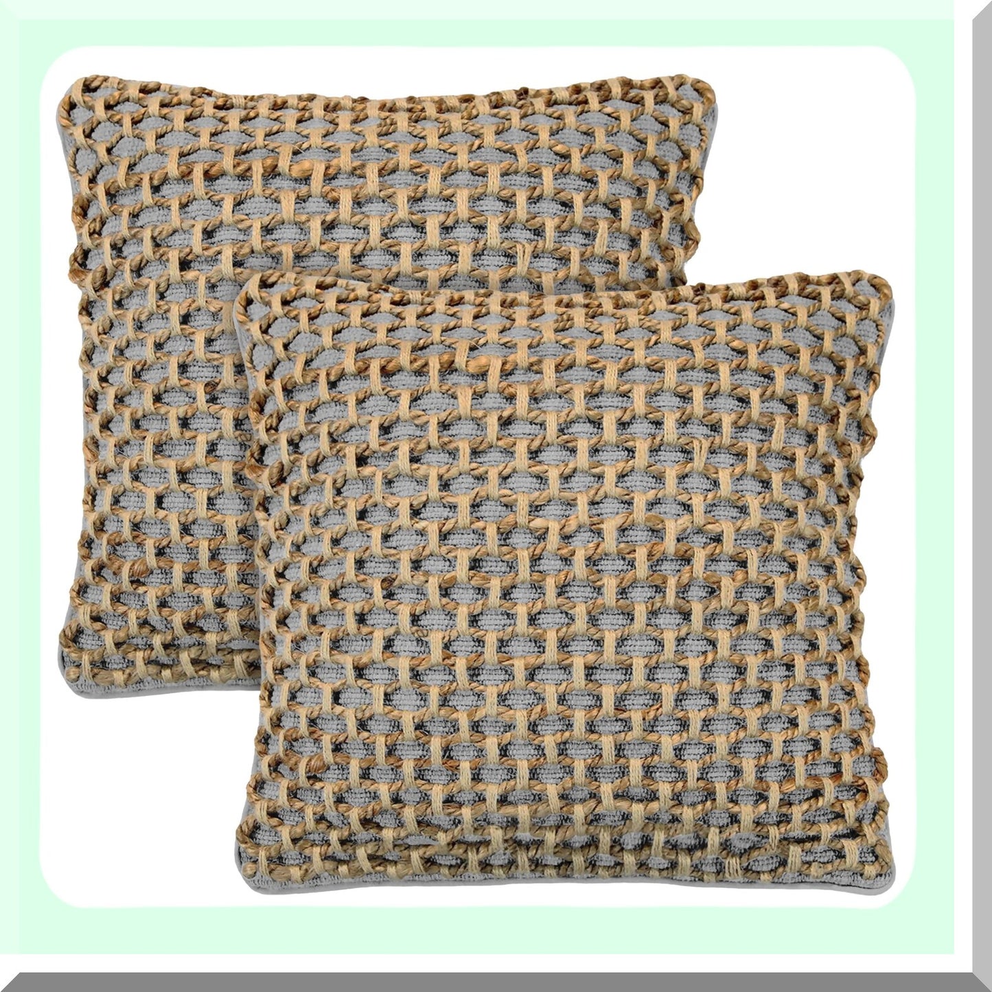 Premium Woven Grey Pillow Covers - Set of 2 | Decorative Throw Pillow Cases for Room Decor | 20" x 20" Cushion Covers | Insert Not Included