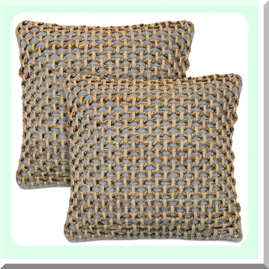 Premium Woven Grey Pillow Covers - Set of 2 | Decorative Throw Pillow Cases for Room Decor | 20" x 20" Cushion Covers | Insert Not Included