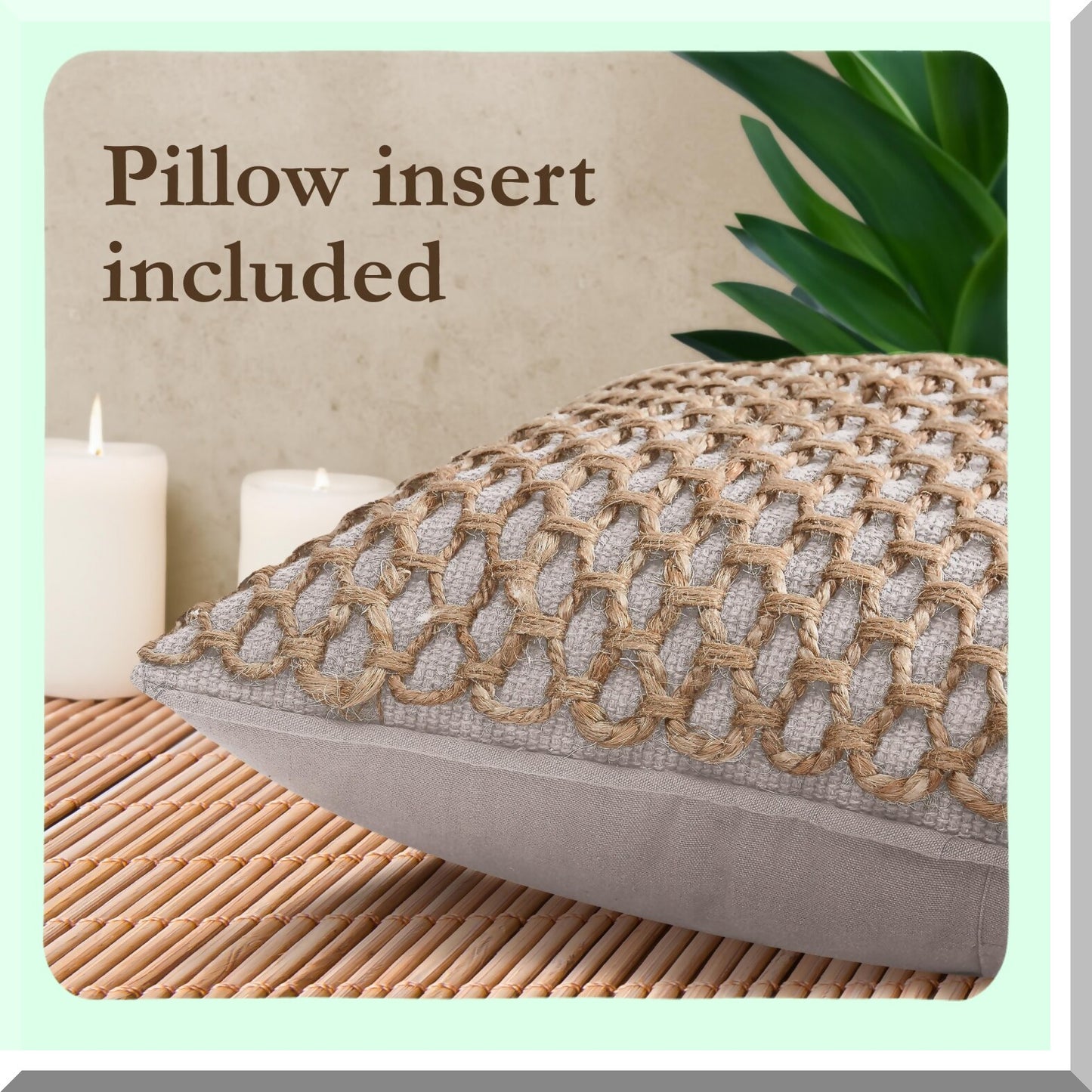 Premium Woven Grey Pillow Covers - Set of 2 | Decorative Throw Pillow Cases for Room Decor | 20" x 20" Cushion Covers | Insert Not Included