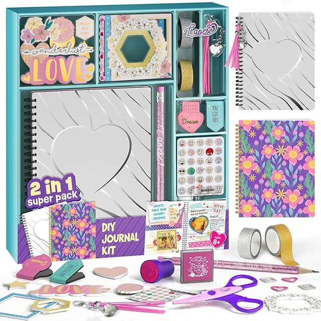 2-Pack DIY Journal Kit for Girls, Scrapbook & Diary Supplies