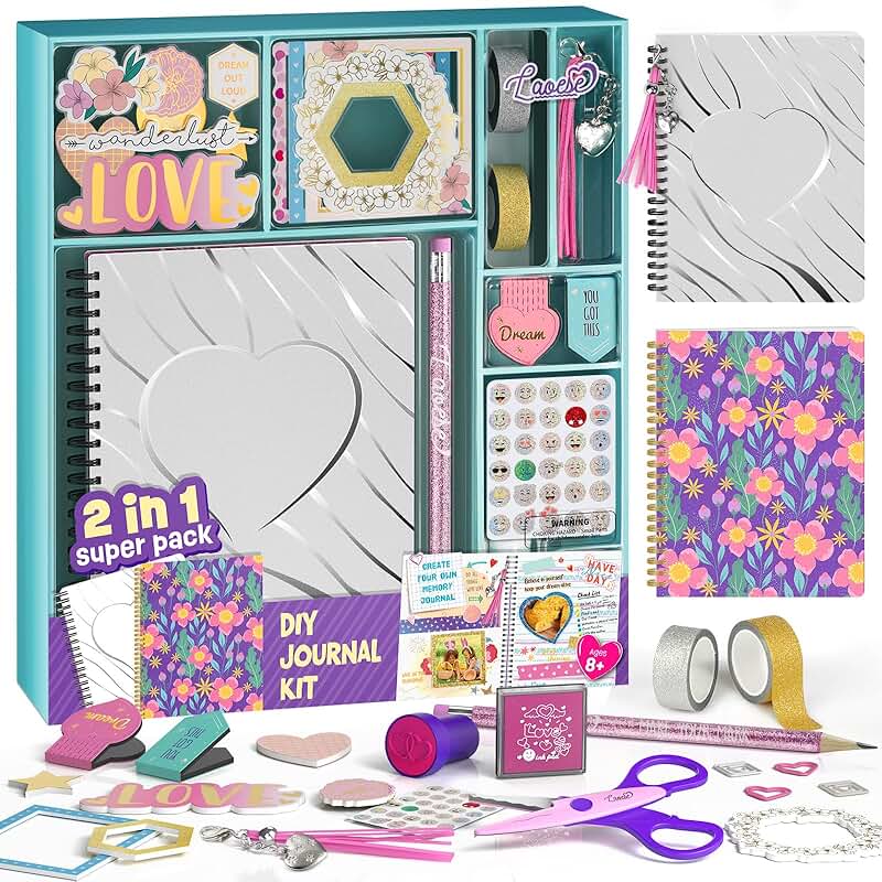 2-Pack DIY Journal Kit for Girls, Scrapbook & Diary Supplies