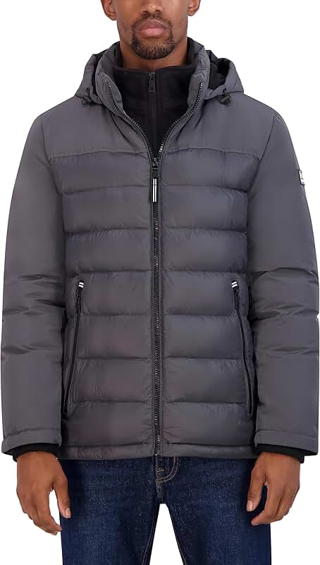 Men's Mixed Media Puffer Jacket