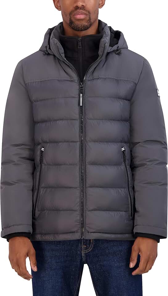 Men's Mixed Media Puffer Jacket