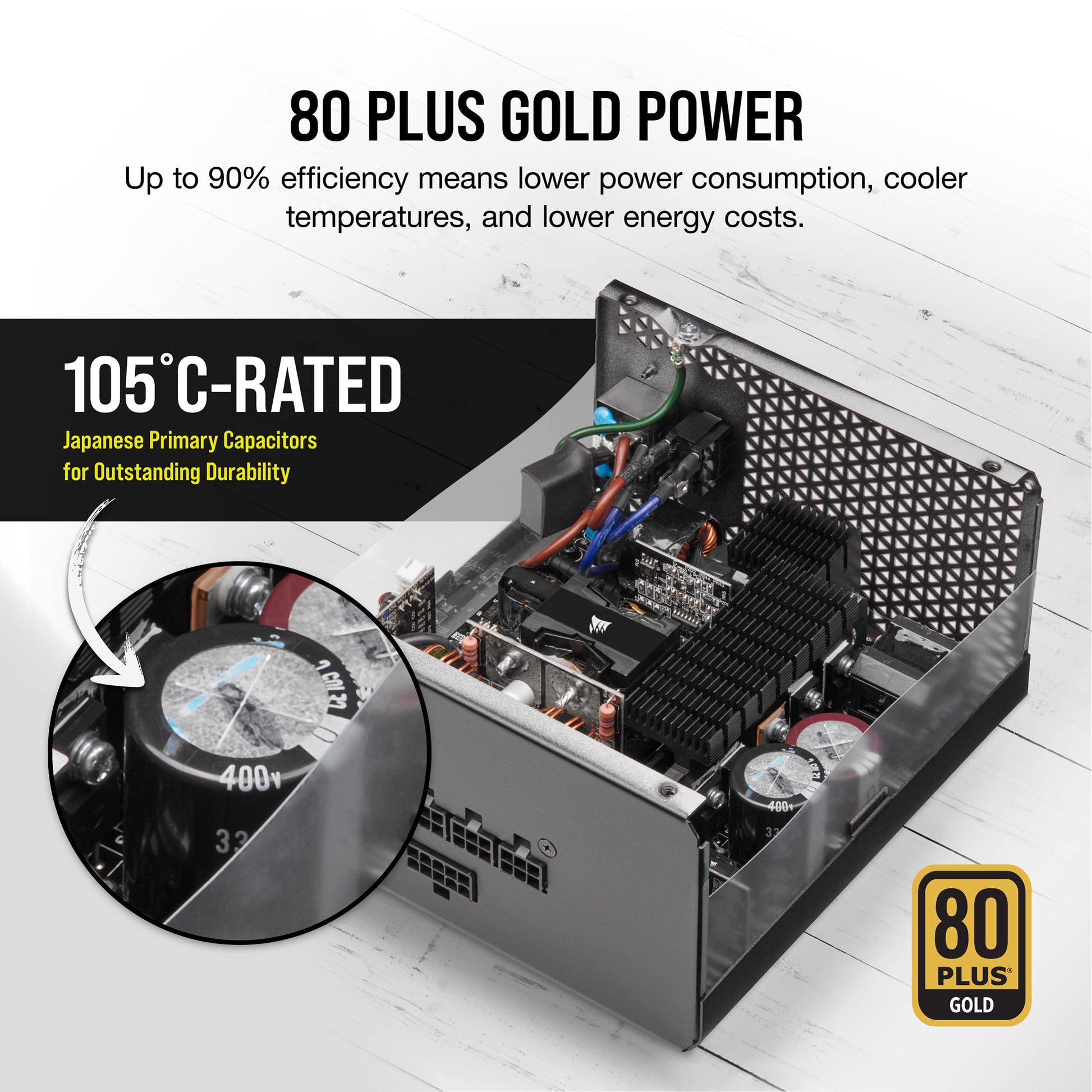 RMx Series (2021), RM850x, 850 Watt, GOLD, Fully Modular Power Supply (CP-9020200-NA)