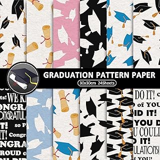 12 Graduation Pattern Scrapbook Sheets, 30x30cm