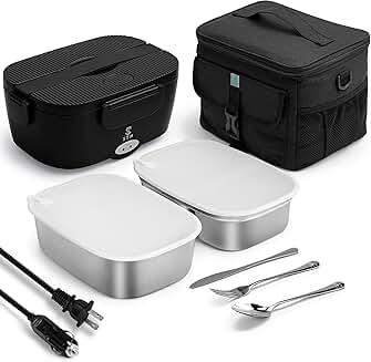 Electric Heated Lunch Box with Containers and Cutlery
