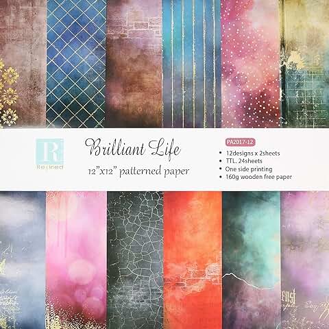 24 Patterned Papers for Crafts 12x12 Inch