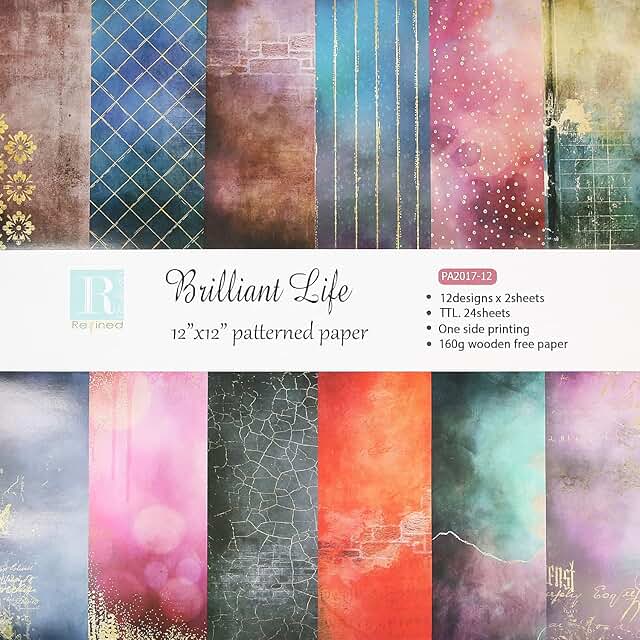 24 Patterned Papers for Crafts 12x12 Inch