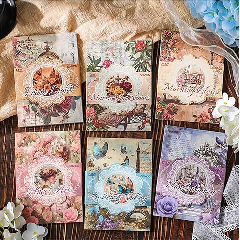 300 Sheets Vintage Floral Scrapbook Paper for Crafts